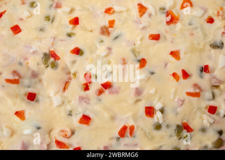 Salata de Beouf, rumänischer Feiertagssalat, Muster, abstrakt Stockfoto