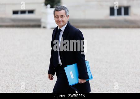 Saint Ouen, Paris, Frankreich. Januar 2024. Gérald Darmanin Minister des Innern und der Überseegebiete (Kreditbild: © Sadak Souici/ZUMA Press Wire) NUR REDAKTIONELLE VERWENDUNG! Nicht für kommerzielle ZWECKE! Stockfoto