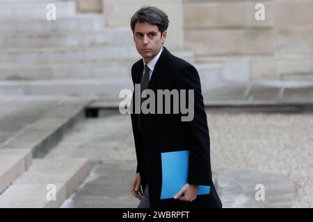 Saint Ouen, Paris, Frankreich. Januar 2024. Gabril Attal Premier Minister. (Kreditbild: © Sadak Souici/ZUMA Press Wire) NUR REDAKTIONELLE VERWENDUNG! Nicht für kommerzielle ZWECKE! Stockfoto