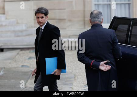 Saint Ouen, Paris, Frankreich. Januar 2024. Gabril Attal Premier Minister. (Kreditbild: © Sadak Souici/ZUMA Press Wire) NUR REDAKTIONELLE VERWENDUNG! Nicht für kommerzielle ZWECKE! Stockfoto