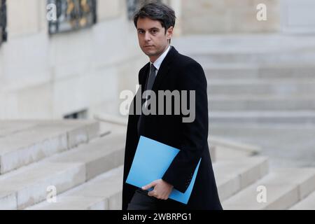 Saint Ouen, Paris, Frankreich. Januar 2024. Gabril Attal Premier Minister. (Kreditbild: © Sadak Souici/ZUMA Press Wire) NUR REDAKTIONELLE VERWENDUNG! Nicht für kommerzielle ZWECKE! Stockfoto