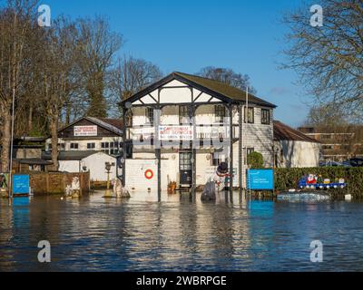 Überschwemmungen von Frys Island, Themse, Reading, Berkshire, England, GROSSBRITANNIEN, GB. Stockfoto