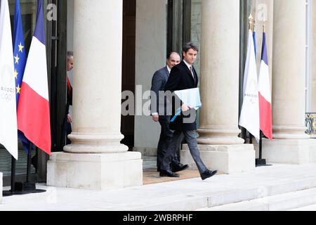 Saint Ouen, Paris, Frankreich. Januar 2024. Gabril Attal Premier Minister. (Kreditbild: © Sadak Souici/ZUMA Press Wire) NUR REDAKTIONELLE VERWENDUNG! Nicht für kommerzielle ZWECKE! Stockfoto