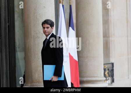 Saint Ouen, Paris, Frankreich. Januar 2024. Gabril Attal Premier Minister. (Kreditbild: © Sadak Souici/ZUMA Press Wire) NUR REDAKTIONELLE VERWENDUNG! Nicht für kommerzielle ZWECKE! Stockfoto