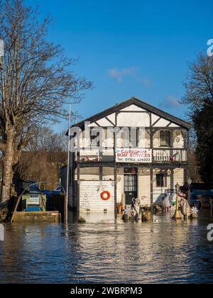 Überschwemmungen von Frys Island, Themse, Reading, Berkshire, England, GROSSBRITANNIEN, GB. Stockfoto