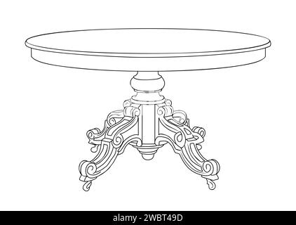 Handgezeichnete Skizze der antiken Tischvektorkunst. Stock Vektor