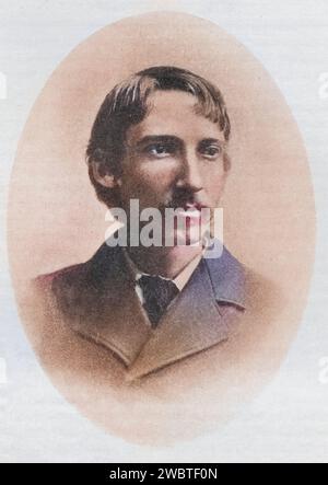 Robert Louis Balfour Stevenson, 1850-1894, schottischer Schriftsteller, Essayist und Dichter, Illustration aus dem Buch, The Masterpiece Library of Short Stories, Historisch, digital restaurierte Reproduktion von einer Vorlage aus dem 19. Jahrhundert, Datum nicht angegeben Stockfoto