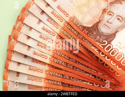 Chilenische Peso-Banknoten, Zentralbank von Chile Stockfoto