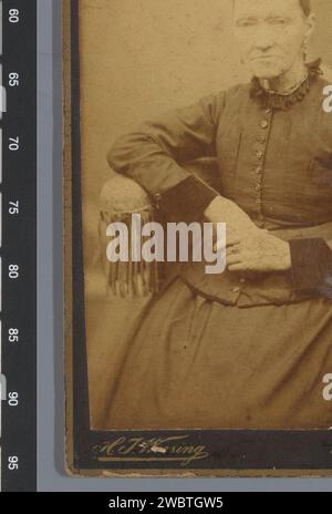 Porträt einer unbekannten sitzenden Frau, Hermanus Jodocus Weesing, 1868 - 1900 Fotografie. Visitenkarte Amsterdam Papier. Pappalbumendruck historische Personen - BB - Frau. Sitzende Figur Stockfoto