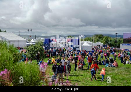 GLASGOW, SCHOTTLAND - 29. JULI 2014: Das Cross Country Finale der Männer und Frauen bei den Commonwealth Games 2014. Es wurde in Cathkin Braes abgehalten. Stockfoto