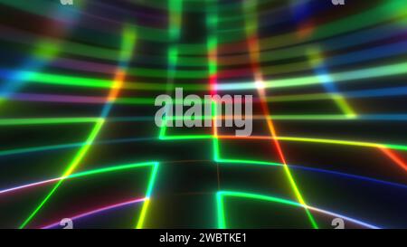 Abstraktes Neonzimmer. Computergeneriertes 3D-Rendering Stockfoto