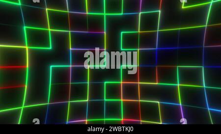 Abstraktes Neonzimmer. Computergeneriertes 3D-Rendering Stockfoto