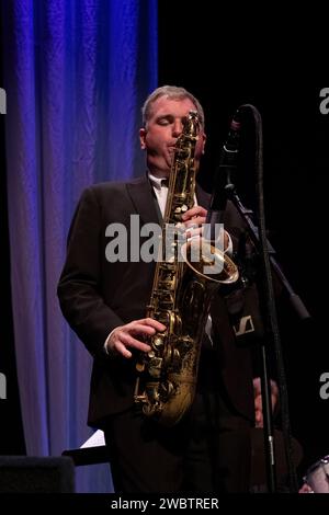 Simon Spillett Big Band Live, Scarborough Jazz Festival 2022, Yorkshire, Großbritannien Stockfoto