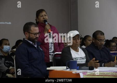 Mexiko-Stadt, Mexiko. Januar 2024. Lucina Garnica, Mutter von Christian TomÃ¡s ColÃ³n Garnica bei der Pressekonferenz im Miguel Agustin Pro Center for Human Rights in Mexiko-Stadt. Am 11. Januar 2024 in Mexiko-Stadt, Mexiko (Credit Image: © Luis Barron/eyepix via ZUMA Press Wire) NUR REDAKTIONELLE VERWENDUNG! Nicht für kommerzielle ZWECKE! Stockfoto