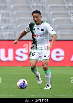 Parramatta, Australien. Januar 2024. Tomoki Imai aus dem Western United FC-Team, das während des Spiels der A-League Männer in der Unite Round 2023/24 zwischen Macarthur FC und Western United FC im CommBank Stadium im Einsatz war. Endstand: Macarthur FC 3:3 Western United FC. Quelle: SOPA Images Limited/Alamy Live News Stockfoto