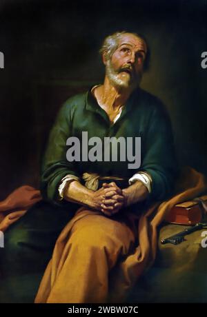 St. Peter in Tears 1650-1655 von Bartolome Esteban Murillo 1617-1782 spanischer Barockmaler Stockfoto