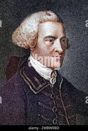 John Hancock, 1737 bis 1793, amerikanischer Staatsmann und Gründervater Unterzeichner der Unabhängigkeitserklärung Stich von JB Longacre aus dem neunzehnten Jahrhundert nach einem Gemälde von Copley, Historisch, digital restaurierte Reproduktion von einer Vorlage aus dem 19. Jahrhundert, Datum nicht angegeben Stockfoto