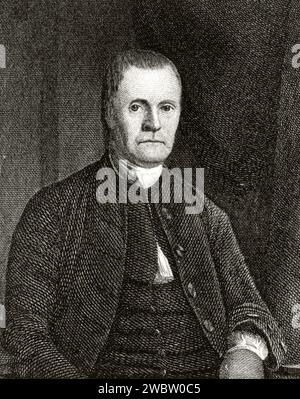 Roger Sherman, 1721 bis 1793, amerikanischer Anwalt und Politiker ein Unterzeichner der Unabhängigkeitserklärung Gestochen von S Jocelyn nach einem Gemälde von Earle, Historisch, digital restaurierte Reproduktion von einer Vorlage aus dem 19. Jahrhundert, Datum nicht angegeben Stockfoto