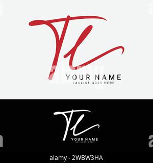 T, L, TL erste Handschrift oder handgeschriebenes Letter Logo zur Identitätssicherung. Logo mit Signatur, Hochzeit, Mode, Blumen, Botanik und handgezeichnet Stock Vektor