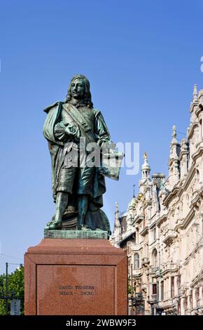 Denkmal für David Teniers den Jüngeren, Teniersplaats, Antwerpen, Flandern, Belgien, Europa Stockfoto