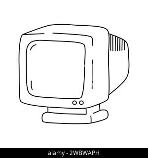 Monitor im Doodle-Stil. Vektorillustration isoliert auf weißem Hintergrund Stock Vektor