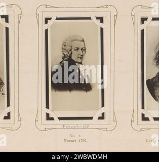 Fotoproduktion eines gemalten Porträts von Wolfgang Amadeus Mozart, Anonym, 1904 - 1905 Foto dieses Foto ist Teil eines Albums. Fotografische Unterlage Gelatine-Silberdruck historische Personen. Porträt des Komponisten Stockfoto