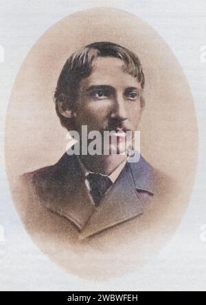 Robert Louis Balfour Stevenson, 1850-1894, schottischer Schriftsteller, Essayist und Dichter, Illustration aus dem Buch, The Masterpiece Library of Short Stories, Historisch, digital restaurierte Reproduktion von einer Vorlage aus dem 19. Jahrhundert, Datum nicht angegeben Stockfoto