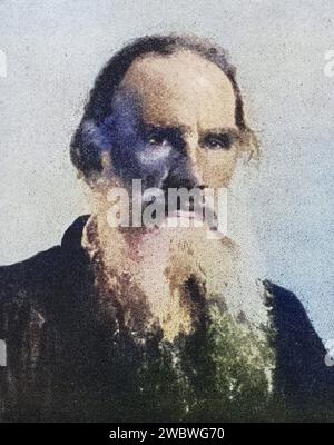 „Leon Tolstoi, 1828-1910, russischer Schriftsteller, Illustration aus dem Buch“, „The Masterpiece Library of Short Stories“, Historisch, digital restaurierte Reproduktion von einer Vorlage aus dem 19. Jahrhundert, Datum nicht angegeben Stockfoto