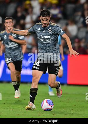 Parramatta, Australien. Januar 2024. Nicolas Milanovic vom Western Sydney Wanderers FC wurde während der A-League Männer Saison 2023/24 in der Unite Round-Partie zwischen Melbourne City FC und Western Sydney Wanderers FC im CommBank Stadium gezeigt. Endergebnis: Western Sydney Wanderers 1:0 Melbourne City FC. (Foto: Luis Veniegra/SOPA Images/SIPA USA) Credit: SIPA USA/Alamy Live News Stockfoto
