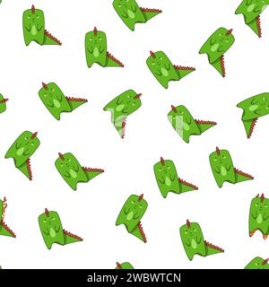 Nahtloses Muster mit verschiedenen Tieren grüner Drache. Tierfiguren-Design. Stock Vektor