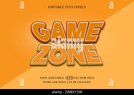 Game Zone Titel Hintergrund bearbeitbarer Texteffekt, 3D-Textvorlage, Stock Vektor