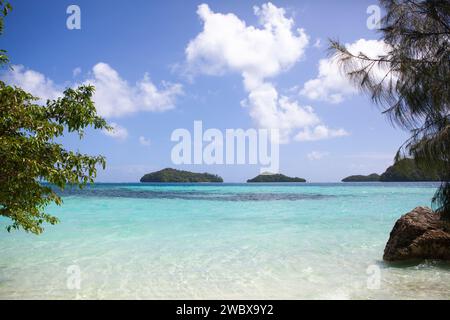 Wunderschöne Strände mit klarem Wasser in Palau, Mikronesien Stockfoto