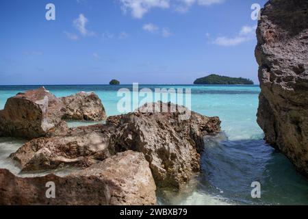 Wunderschöne Strände mit klarem Wasser in Palau, Mikronesien Stockfoto