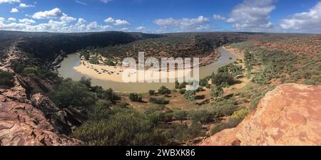 Panorama, Landschaft von Western Australia und Murchison River vom Natures Window in Kalbarri Stockfoto