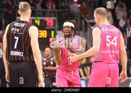 Bonn, Deutschland. Januar 2024. Brian Fobbs, (Bonn Nr. 11), Niners Chemnitz, 16. Spieltag, Basketball-Bundesliga Maenner, Saison 2023-24, 12.01.2024, Foto: EIBNER/Jörg Niebergalll Credit: dpa/Alamy Live News Stockfoto