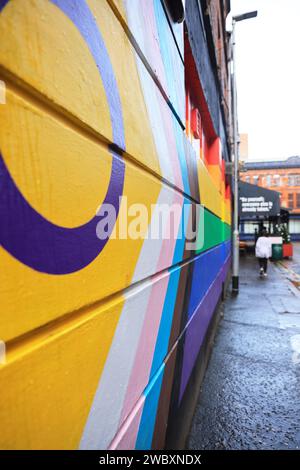 Arty and LGBT Friendly Union Street im Cathedral Quarter in Belfast, Nordirland, Großbritannien Stockfoto