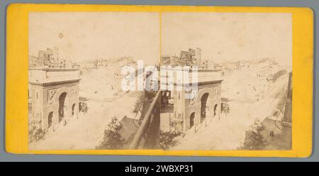 Blick auf die Porte Saint-Martin in Paris, Anonym, 1850 - 1880 Stereogramm fotografischer Support. Albumendruck aus Pappe Stockfoto