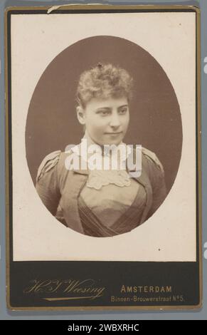 Porträt einer unbekannten Frau, Hermanus Jodocus Weesing, um 1880 - um 1900 Schrankfoto Amsterdamer Karton. Fotografische Trägeralbumenprint Erwachsene Frau Stockfoto