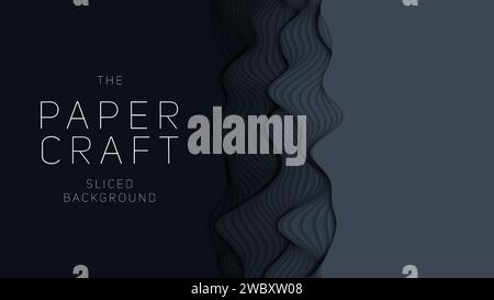 Dunkle Papierschichten. 3D abstrakter, gradient geschnittener Papierschnitt. Bunte Origami-Form Konzept Stock Vektor