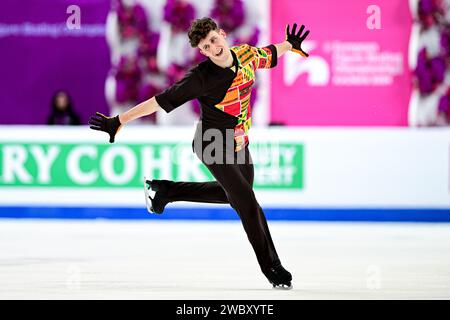 Lukas BRITSCHGI (SUI), während des Freilauf-Skatings der Männer, bei der ISU Europameisterschaft 2024, in der Algiris Arena, am 12. Januar 2024 in Kaunas, Litauen. Quelle: Raniero Corbelletti/AFLO/Alamy Live News Stockfoto