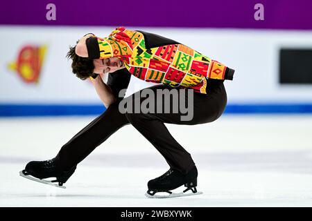 Lukas BRITSCHGI (SUI), während des Freilauf-Skatings der Männer, bei der ISU Europameisterschaft 2024, in der Algiris Arena, am 12. Januar 2024 in Kaunas, Litauen. Quelle: Raniero Corbelletti/AFLO/Alamy Live News Stockfoto