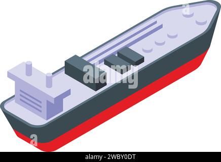 Isometrischer Vektor für langes Frachtschiff. Rohrleitung Kraftstofffahrzeug. LNG-Tanker Stock Vektor