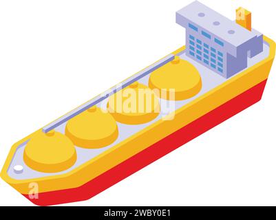 Isometrischer Vektor des Symbols für die Kraftstoffleitung. Gastransportbehälter. Tanker Seeverkehr Stock Vektor