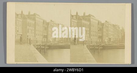 Rokin, Amsterdam, Pieter Oosterhuis (zugeschrieben), 1859 - 1870 Stereograph Amsterdam Karton. Papieralbumendruck Kanäle, Wasser (in der Stadt) Felsen Stockfoto