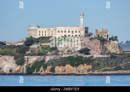 Blick auf das Alcatraz Gefängnis und die Insel von Fisherman's Wharf Stockfoto