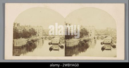 Rokin, in Richtung Zuiden, Amsterdam, Pieter Oosterhuis, 1856 - 1860 Stereograph Amsterdam Karton. Papieralbumendruck Kanäle, Wasser (in der Stadt) Felsen Stockfoto