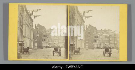 Blick auf den Rokin in Amsterdam, Pieter Oosterhuis (möglich), 1860 - 1885 Stereograph Amsterdam Karton. Fotografische Unterstützung Albumendruck Street Rock Stockfoto