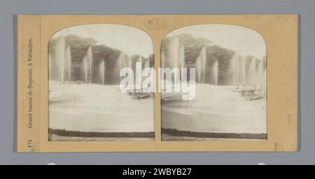 Der Neptunus-Teich in den Gärten von Versailles, Florent Grau, Gewebestereographie von 1858 Versailles fotografischer Träger. Papier. Karton mit Albumendruck/Schneiden von Gartenteich. Gartenbrunnen Versailles Stockfoto