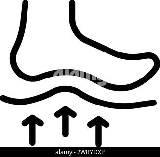 Konturvektor des Symbols für die untere Fußstütze. Fussvalgus. Fügt linear ein Stock Vektor