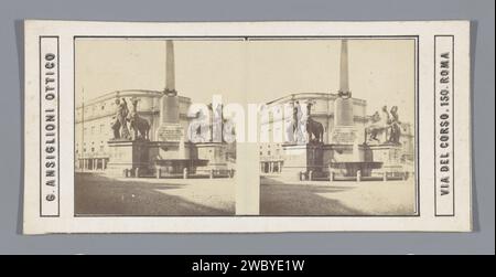 Fontana dei Dioscuri OP Het Piazza del Quirinale Te Rome, Giuliano Annsiglioni Optical, ca. 1850 - ca. 1880 Stereograph Piazza del Quirinale Karton. Fotografische Unterstützung für Albumendruck Quadrat, Ort, Zirkus usw. Zierbrunnen. Skulptur Monte Cavallo Brunnen Stockfoto